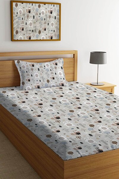 Evmila Sivi Jednokrevetno Medved i Lisica Sa deznom Čaršav sa lastišem Set