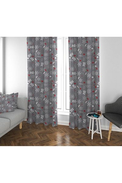 milroma Custom Design Digital Printing Gray Background Winter Patterned Backdrop Curtain 1498