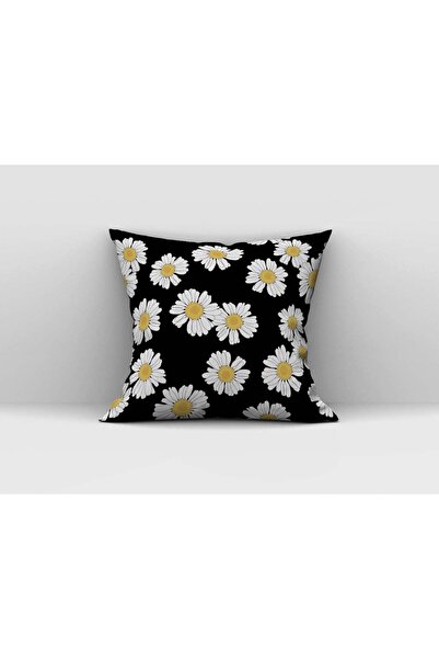 milroma Κάλυμμα μαξιλαριού με βελούδινη υφή, διπλής όψης, μαργαρίτες σε μαύρο...