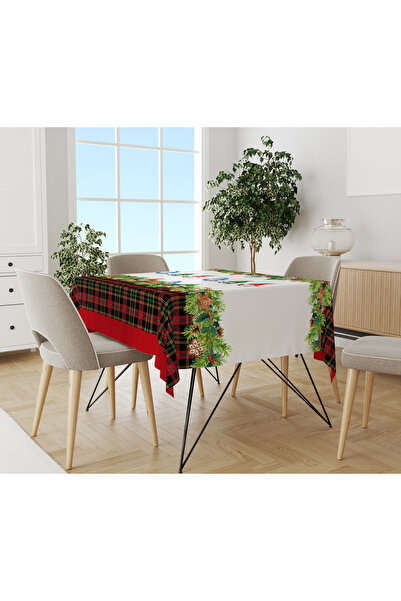 Evmila مفرش طاولة مخملي منقوش لعيد الميلاد