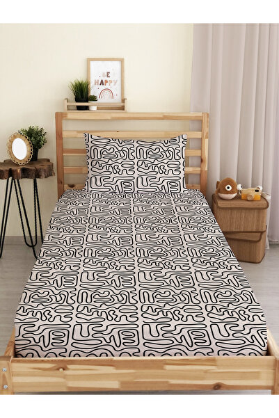 Evmila Set de cearșafuri unice elastice cu model modern colorat