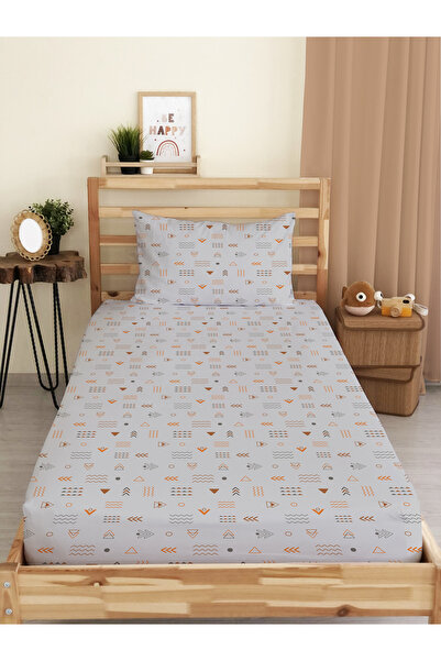 Evmila طقم ملاءة جاهزة مفردة منقوشة باللون الرمادي