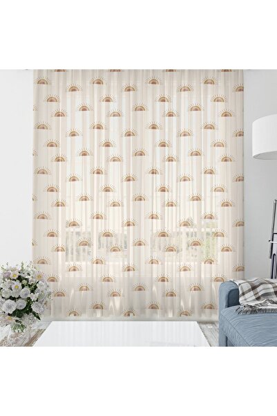 Evmila Güneş Desenli Tül Perde