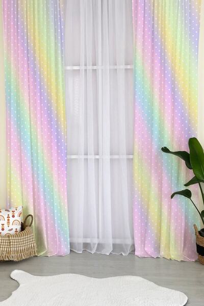 milroma Renkli Çapraz Çizgili Desenli Çocuk Odası Fon Perde