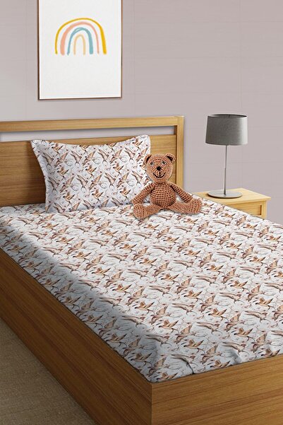 Evmila Σετ σεντόνια με σχέδιο πουλιών, ελαστικά, σε μεγέθη μονό και βρεφικό, ...