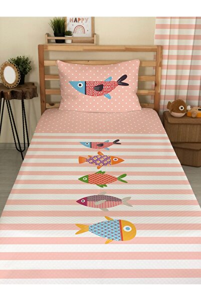 milroma طقم بيكيه مفرد مطبوع عليه سمكة للأطفال والرضع مقاس 160x230 باللون الوردي