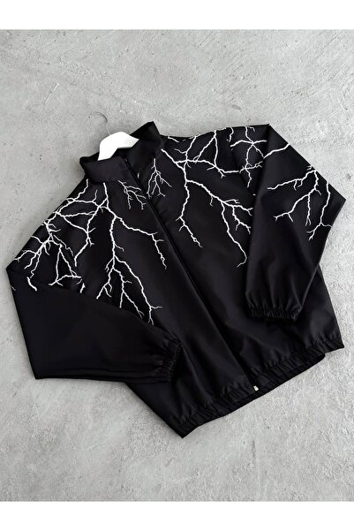 ModaTEKS Unisex Παιδικό Αλεξίπτωτο Ύφασμα Oversize Μαύρο Αντιανεμικό Αδιάβροχο