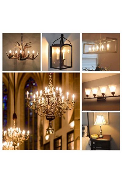 PROICH E14 Ince Duy Buji Mum Amber Renk 4 Watt Rustik Led Ampul Edison Flamanlı C35