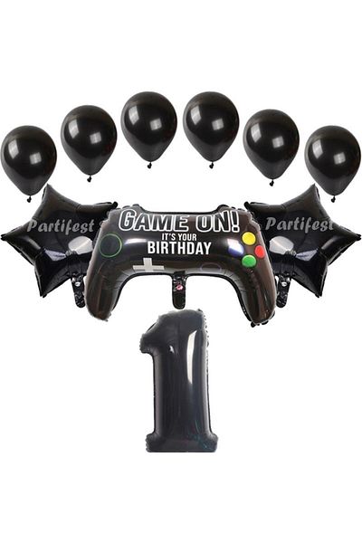 Parti Station Gamer Player Game Console Age Foil Balloon Set Gamer Player Playstation Concept Birthday