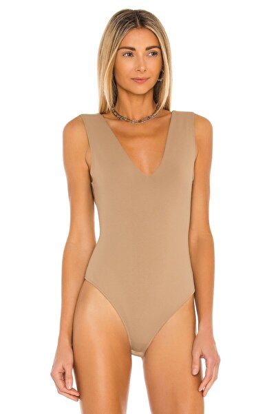 By Kul Design Γυναικείο κορμάκι με λαιμόκοψη σε σχήμα V, αμάνικο, με χαμηλή πλάτη, από μεταξωτό ζέρσεϊ