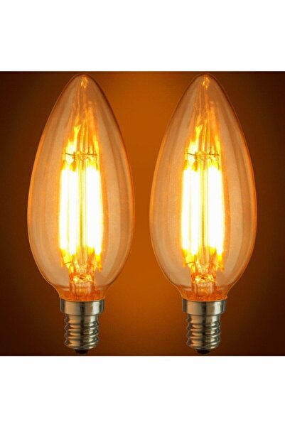 PROICH E14 Ince Duy Buji Mum Amber Renk 4 Watt Rustik Led Ampul Edison Flamanlı C35