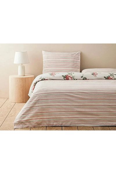 English Home Rose Bouquet Easy-Iron Σετ Παπλωματοθήκη Μονό Ροζ