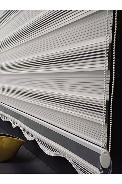 venedik home Stor Zebra Perde Özel Seri Beyaz Üzeri Gri Ve Siyah Renk Geçişli...