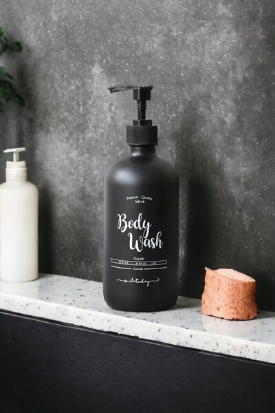 Binbirdemet Flacon gel de duș din sticlă neagră - 500 ml