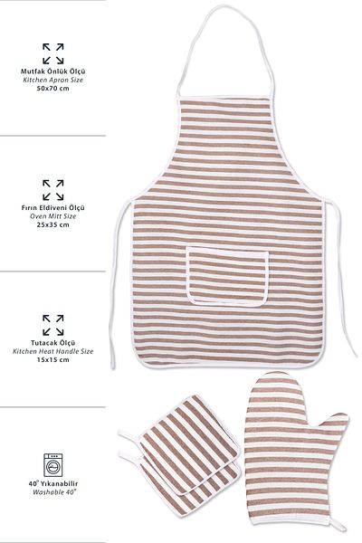 Morlay Kitchen Dowry Set of 4; Kitchen Apron, Oven Mitts and Pot Holder Set