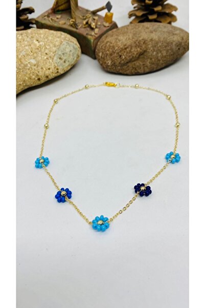 Porsuk Alternatif Handmade Lacquer Finish Chain Flower Women's Necklace