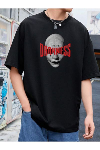 DEEPSENCE Unisex darknes Printed Oversize Black T-shirt
