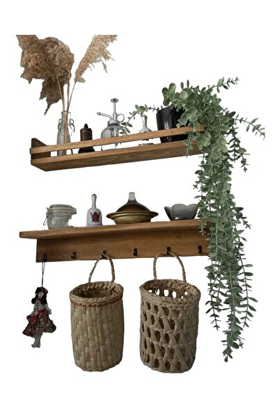 AHSAPİSCİLİK Kahve Köşesi 2 ` li raf seti Askılık