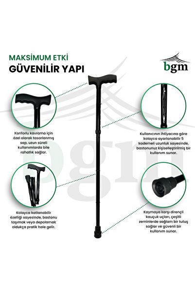 bgm Baston Katlanabilir Denge Bastonu Yüksek Kalite Ayarlanabilir Baston Asa