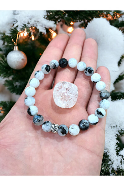 NBS Beautiful Naturel Stones Ay Taşı Gerçek Doğal Taş Bileklik ( Taş Hediyeli ) 8 Mm