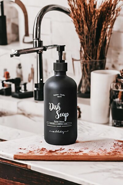 Binbirdemet Sticlă de săpun pentru vase din sticlă neagră - 500 ml
