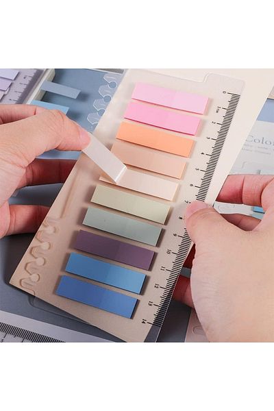 NaSaDAN 10 Colors Pastel Light Tones Sticky Ruled Transparent Postit