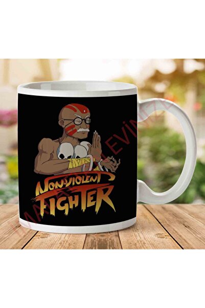 ART HEDİYE 1-1622 كوب مطبوع على الجانبين من ماركة Non Violent Fighter Gandhi ...
