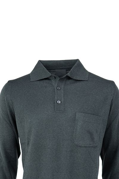 Oppland Men's Long Sleeve Polo Collar Classic Model Pocket Comfortable Cut Full Pattern Wool Woven Sweater
