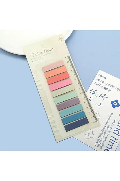 NaSaDAN 10 Colors Soft Pink Shades Sticky Ruled Transparent Postit 200 Sheets