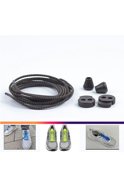 AiryFooT Smart Laces, Practical Elastic Shoelaces 100 Cm (Dark Brown Striped)