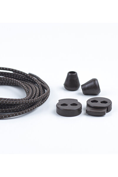 AiryFooT Akıllı Bağcık, Pratik Lastikli Ayakkabı Bağcığı 100 Cm ( Koyu Kahve Çizgili )