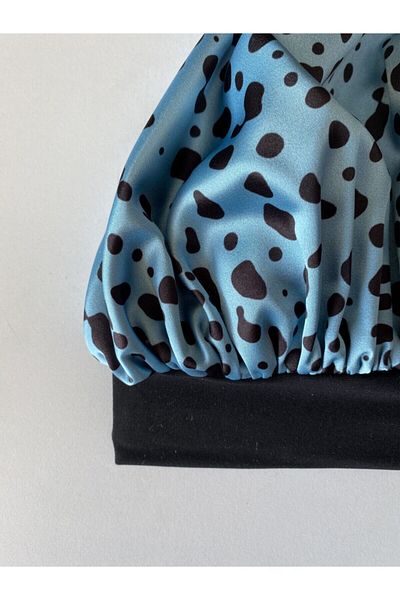 pistore Turquoise Polka Dot Satin Bone and Hairpin Set for Curly Hair