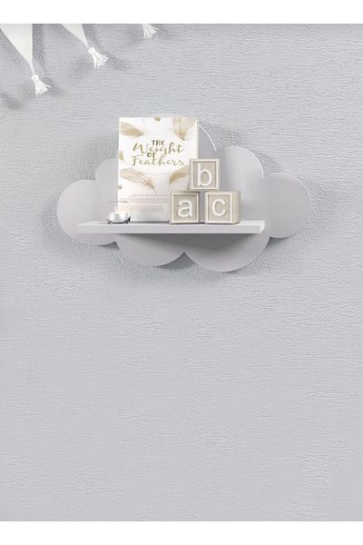 EMTA Gray Wooden Cloud Shelf Children's Room Decoration Accessory