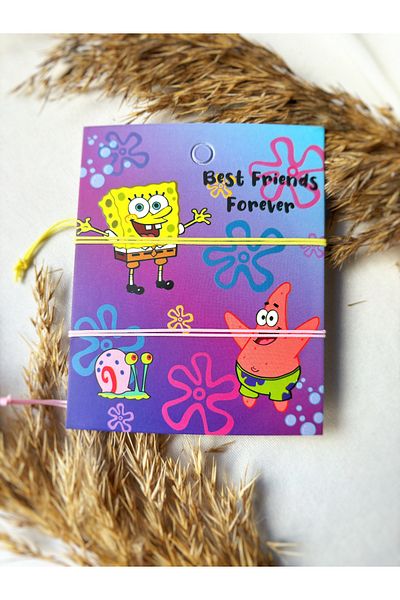 Atölye Merdiven Spongebob Patrik 2-Piece Friendship Bracelet Yellow Pink
