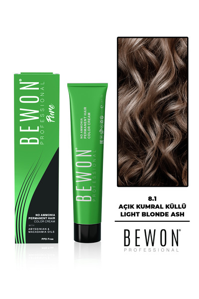 BEWON Amonyaksız Saç Boyası - Açık Kumral Küllü 8.1