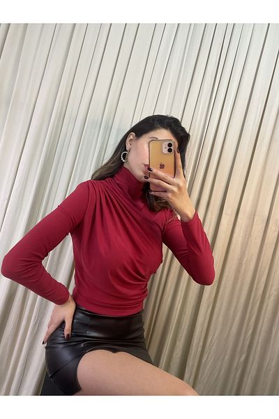 MY DEPO Half Turtleneck Draped Blouse