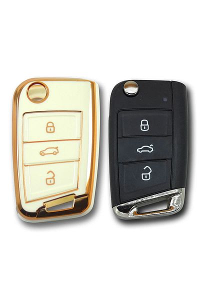 EBG İSTANBUL Volkswagen Seat Skoda Mqb Switchblade White Car Key Remote Control Case