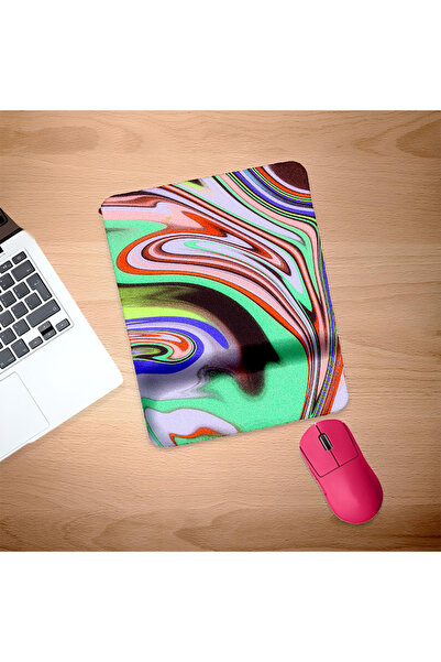 UcuruStore Mouse Pad dreptunghiular de culoare roșu turcoaz Wave cu suport pe...