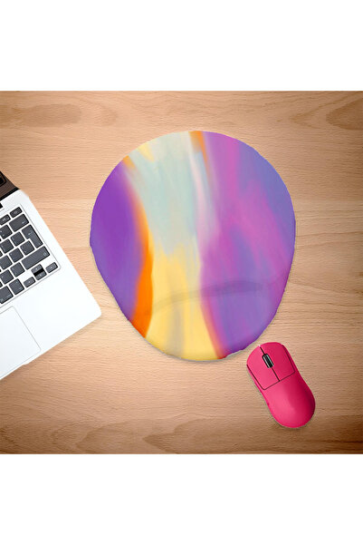 UcuruStore Μωβ και κίτρινο χρωματικό μείγμα Οβάλ Μαξιλαράκι ποντικιού με στήρ...