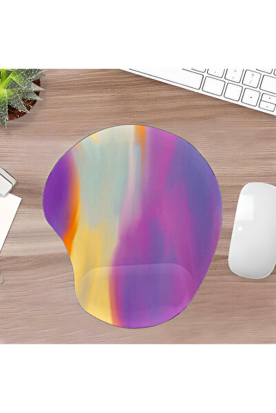 UcuruStore Μωβ και κίτρινο χρωματικό μείγμα, οβάλ επιφάνεια ποντικιού με υποσ...