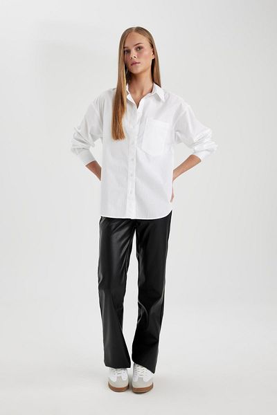 DeFacto Oversize Fit Poplin Long Sleeve Shirt Z1383az24sp