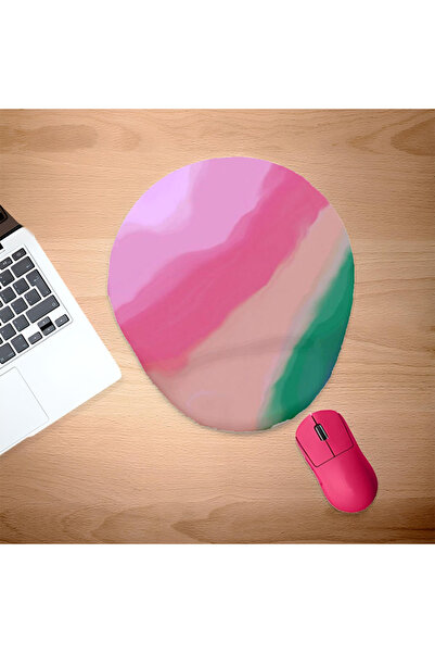 UcuruStore Ροζ-πράσινο οβάλ mouse pad με υποστήριξη καρπού