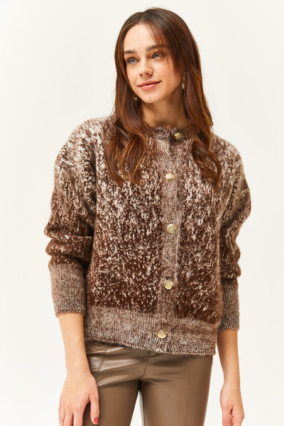 Olalook Dámská hořká káva Měkká textura s přechodem tlustý cardigan HRK-19000274