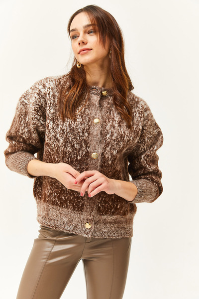 Olalook Dámská hořká káva Měkká textura s přechodem tlustý cardigan HRK-19000274