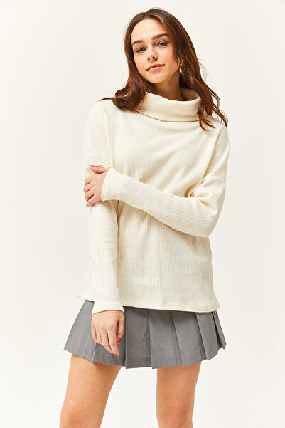 Olalook Dámská Ecru Degaje límečková volná halenka BLZ-19002480