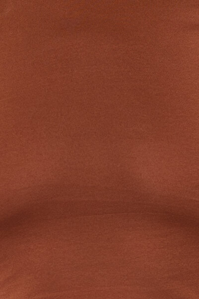 Trendyol Collection Hnědá bavlněná elastická pletená halenka bez zad TWOSS23BZ00912