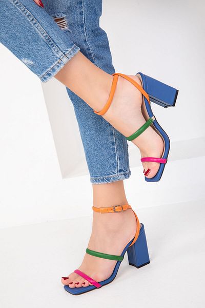 SOHO Blue-Multi Women's Classic Heeled Shoes 17801