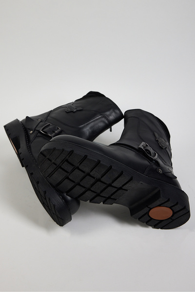 Tonny Black Pánské černé černé pohodlné pánské boty z pravé kůže