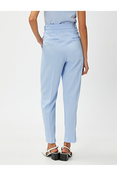 Koton Látkové kalhoty s vysokým pasem a detailem na knoflík