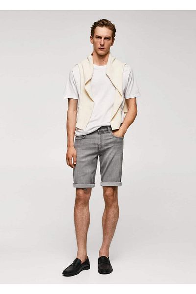 MANGO Man Slim fit τζιν βερμούδα